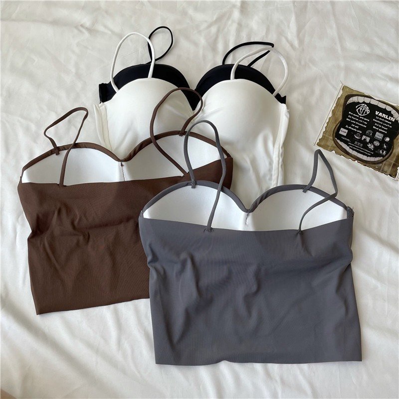 Áo Bra Đúc Su Hai Dây Mảnh Dáng Dài Nhún Ngực Kèm Mút Đệm 558