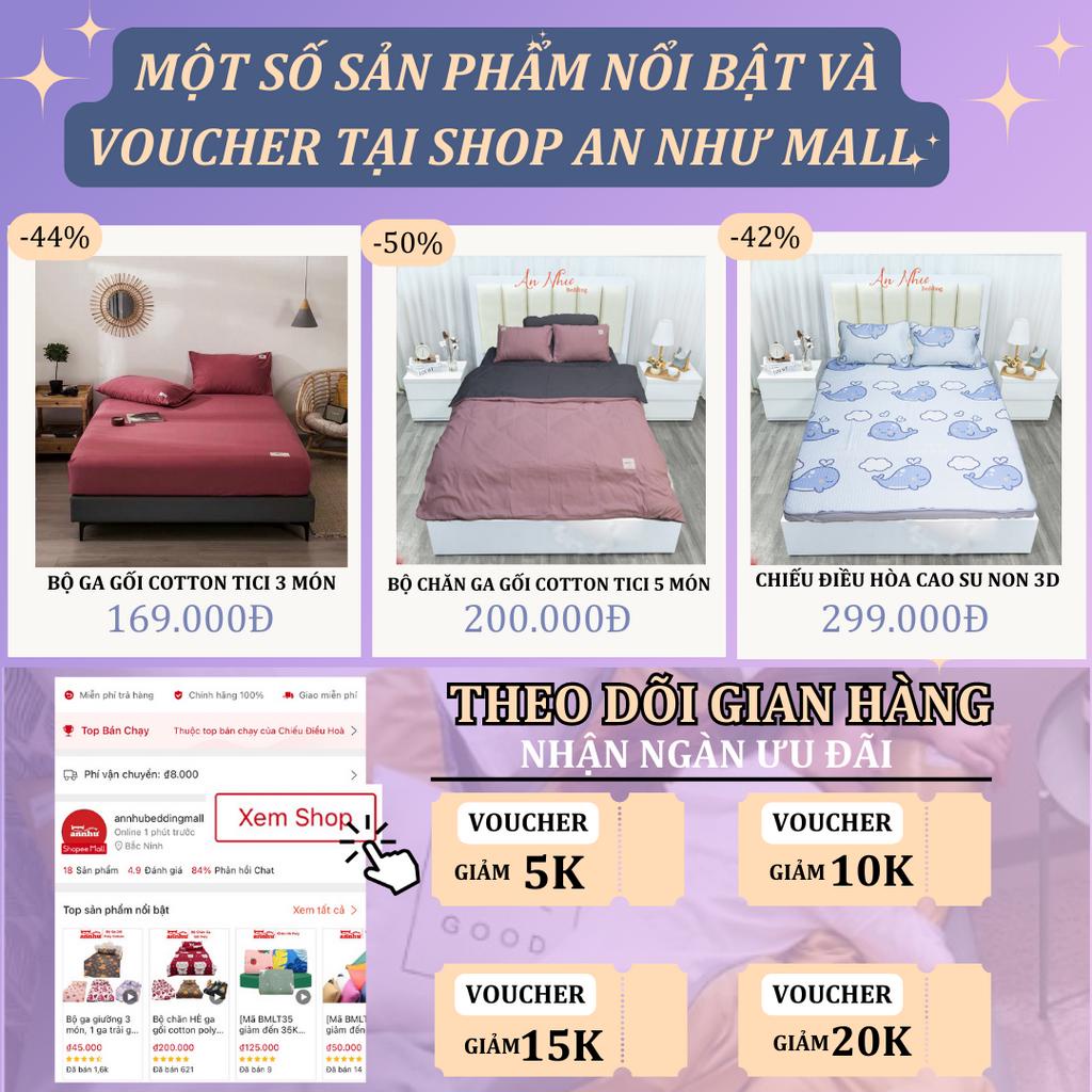 Bộ ga giường 3 món, 1 ga trải giường + 2 vỏ gối nằm đơn giản chất liệu cottonpoly An Như Bedding Mall