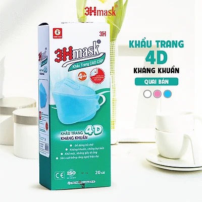 Hộp 20 cái Khẩu trang 4D 3HMask QUAI DẸP cao cấp