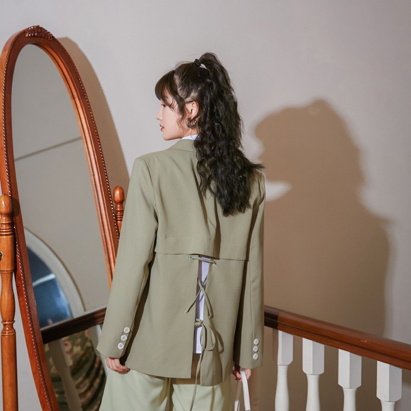 Sẵn Đen (Hàng Đẹp)Ảnh thật 6 hình cuối-2W437.Áo blazer phối dây lưng thiết kế độc đáo Hàn Quốc