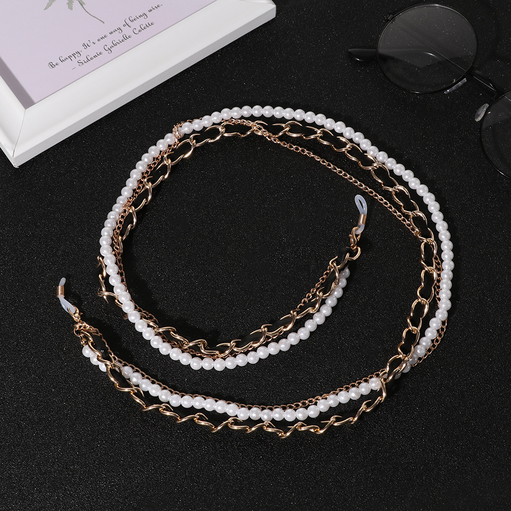 Dây Đeo Kính Chất Liệu Da Đính Ngọc Trai Giả Xinh Xắn