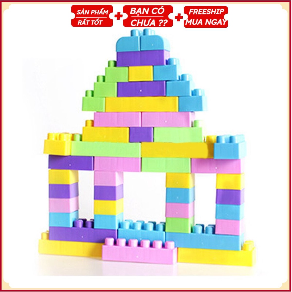 Set 90 Miếng Nhựa Lắp Ghép Sáng Tạo Cho Bé 1 - 6 Tuổi (Miếng lớn an toàn cho bé)