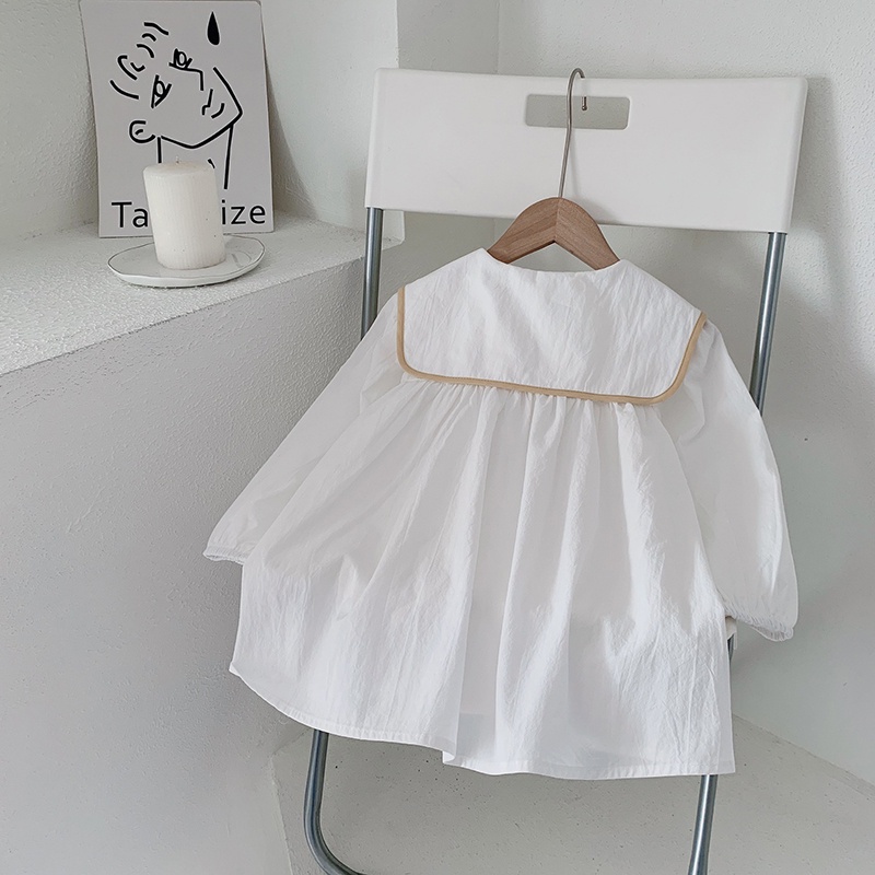 Đầm công chúa tay dài phồng cổ bẻ phong cách Hàn Quốc thời trang mùa thu xinh xắn dành cho bé gái