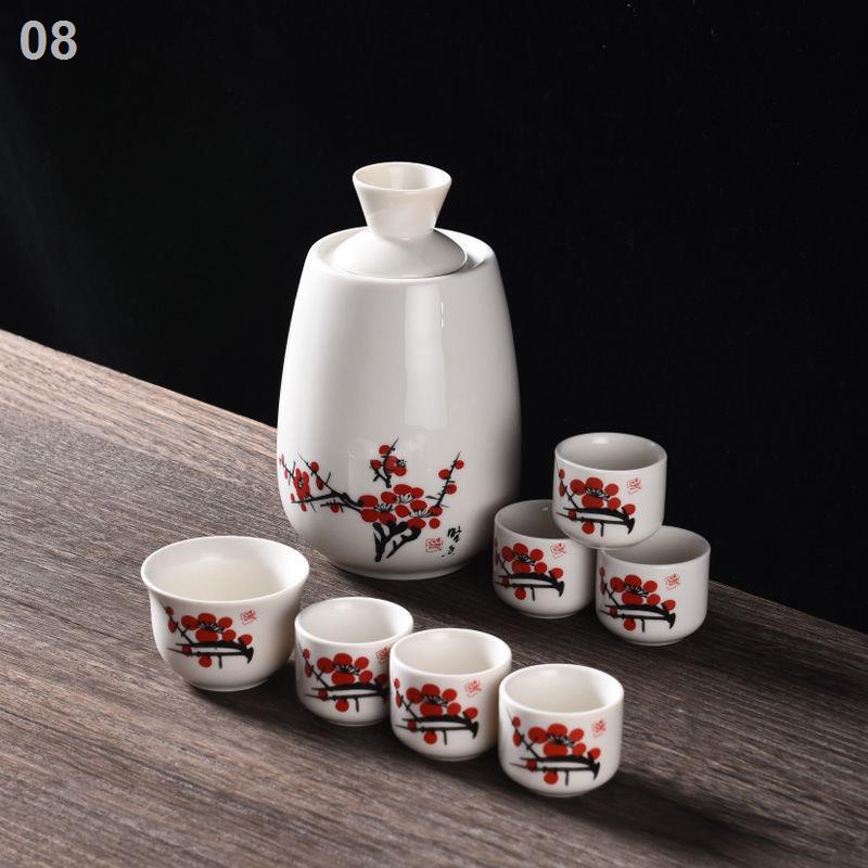 Bình rượu nóng ấm bộ tách gốm vàng hơn trắng ly