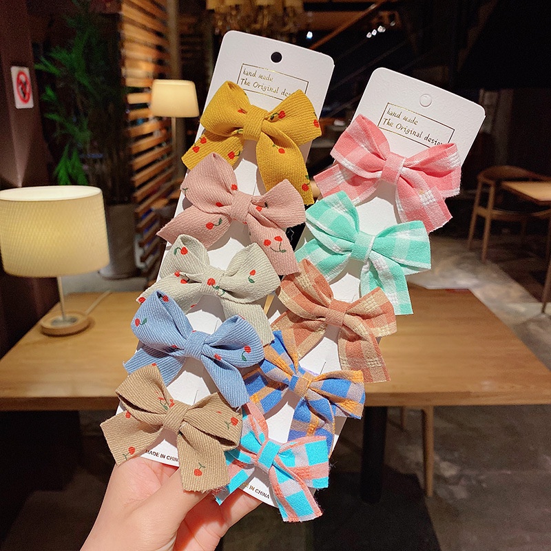 Set 5 kẹp tóc nơ bé gái KIDSBOWS in họa tiết màu sắc ngọt ngào đáng yêu