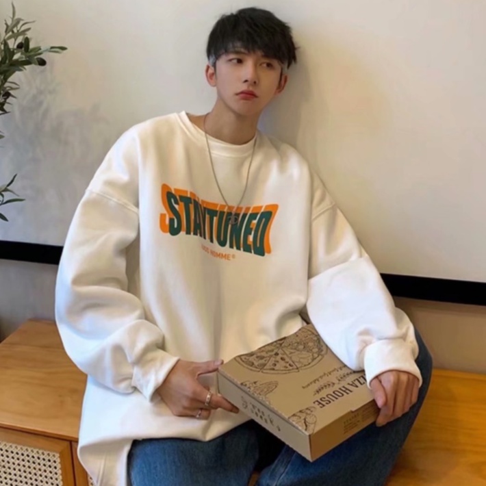 Áo Sweater Cổ Tròn Dáng Rộng In Họa Tiết Đơn Giản Thời Trang Thu Đông Mới Cho Nam
