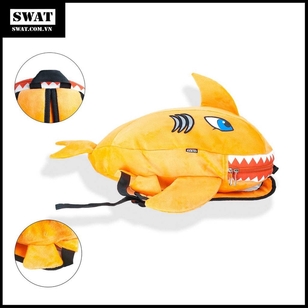 Balo cá mập khủng long baby shark vải nhung mịn nhiều màu