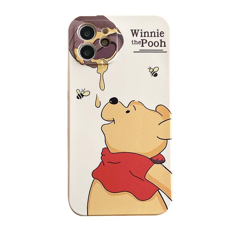 Ốp Lưng Iphone Cạnh Vuông,Bảo Vệ Camera Hình Gấu Ăn Mật 7plus,8plus,x,xs,xsmax,11,11promax,12,12promax,13,13promax