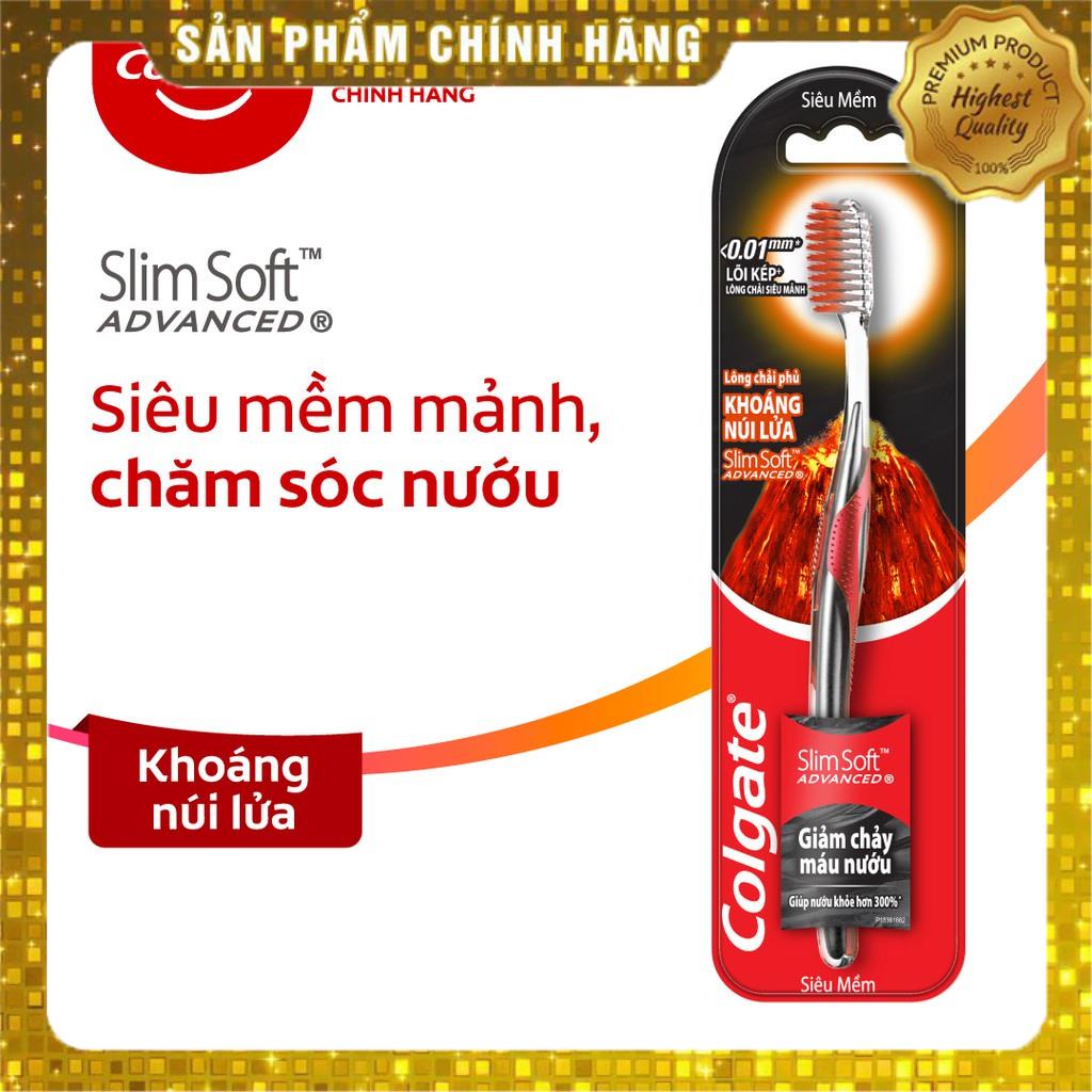 Bàn chải đánh răng Colgate SlimSoft Advanced khoáng núi lửa siêu mềm mảnh chăm sóc nướu