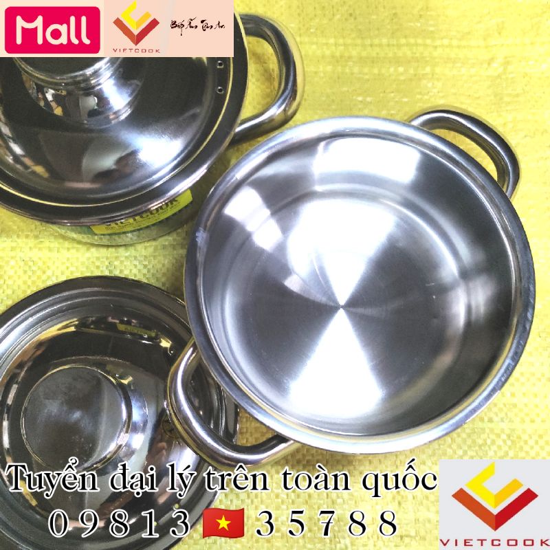 Nồi inox size 14 cm đáy từ chính hãng Vietcook