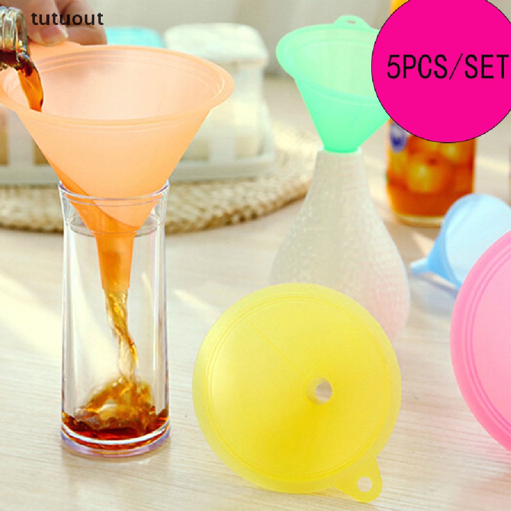 Bộ 5 Phễu Rót Chất Lỏng Bằng Nhựa Nhiều Màu Tiện Dụng Cho Nhà Bếp