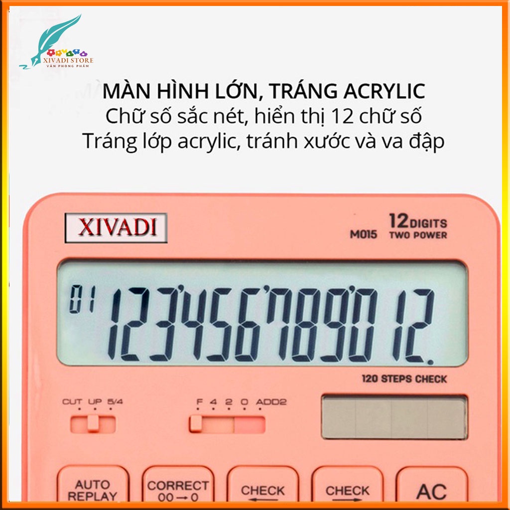 Máy Tính Để Bàn Deli - 12 số - Nhiều Màu Sắc - Xanh Dương/Hồng/Vàng - Mã SP EM01531 / EM1541 / EM01551