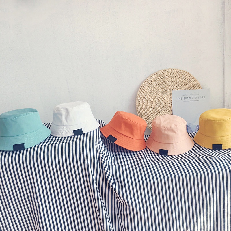 Nón Bucket Chất Cotton Màu Sắc Trơn Cho Bé