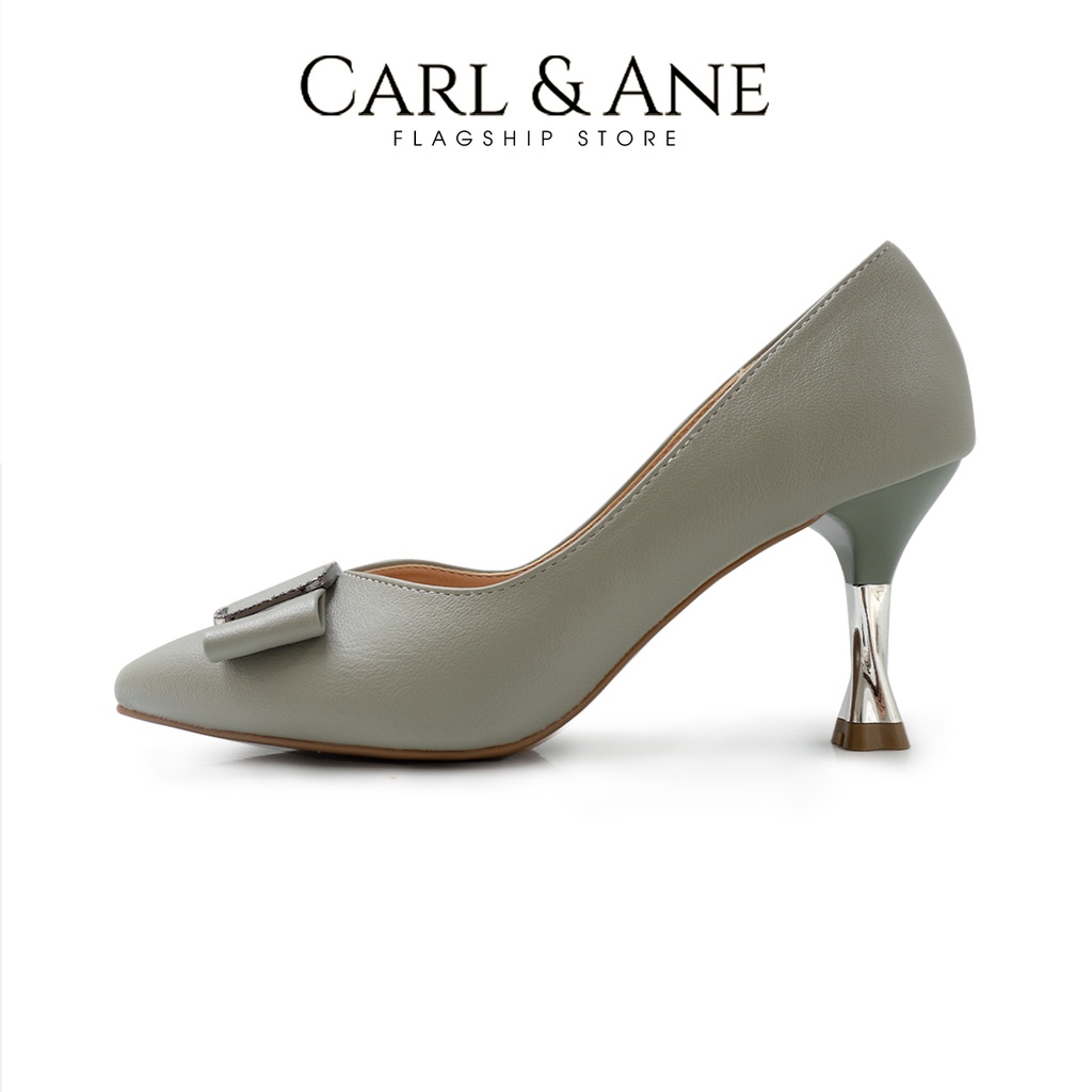 Carl & Ane - Giày cao gót nữ bít mũi đính khóa vuông cao 7cm màu xanh _ CP008