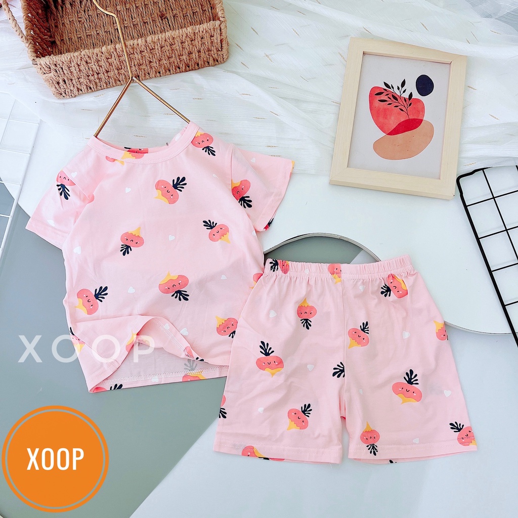 Xả ! Size nhỡ b3 (18-23kg) Bộ cộc xuất hàn in tràn chất cotton lạnh hàng quảng châu