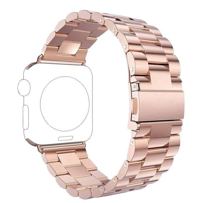 Dây Đeo Thay Thế Bằng Thép Không Gỉ Màu Vàng Hồng 44mm Cho Đồng Hồ Thông Minh Apple Watch Series 1 / 2 / 3 / 4