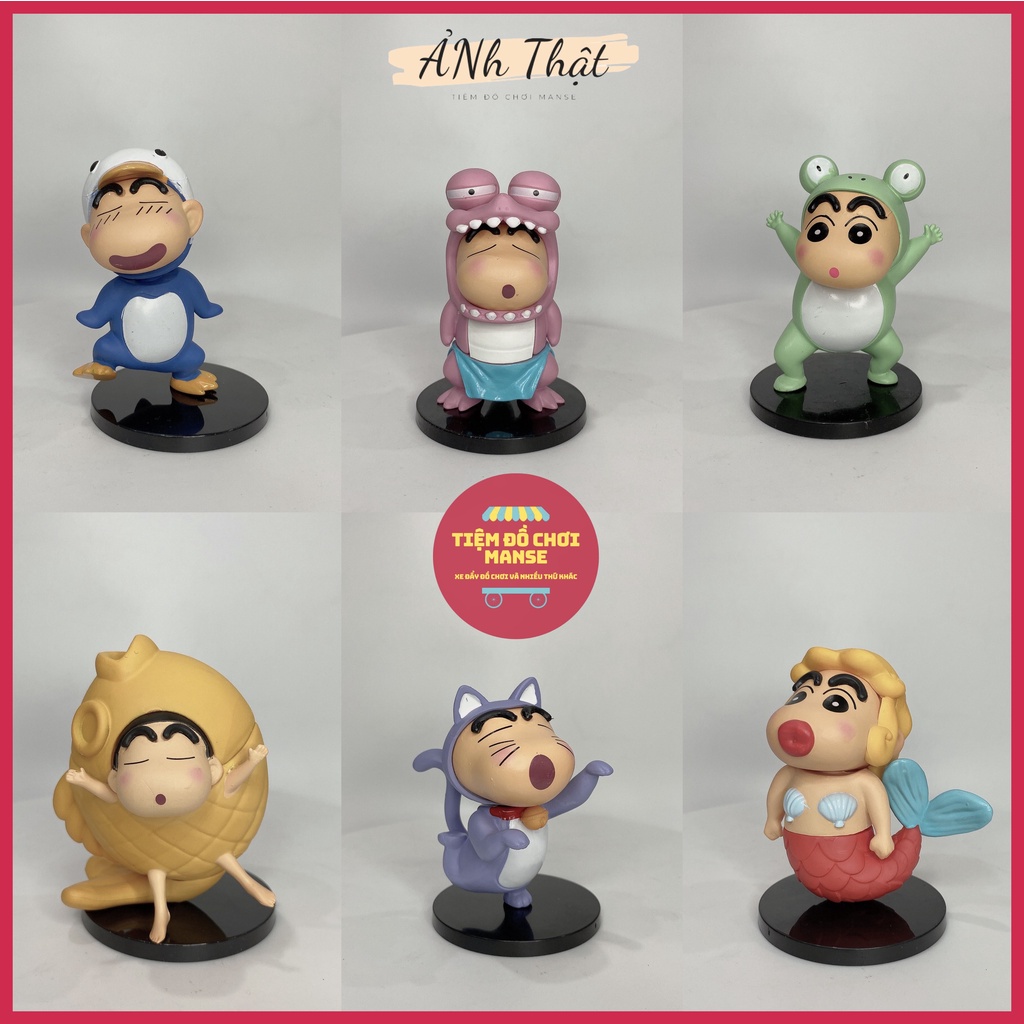 Set Mô hình Anime 06 bé Shin Cậu bé bút chì Shinosuke dễ thương MẪU TO 8.5 cm bền màu an toàn khủng long ếch