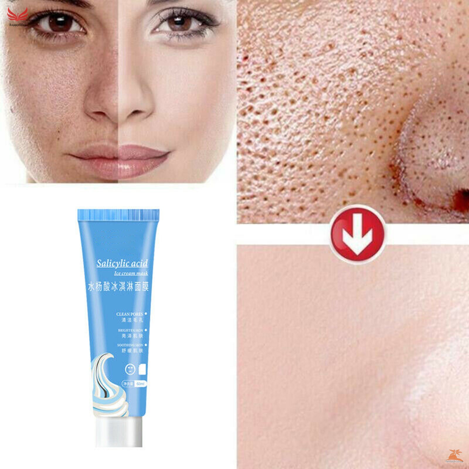 Ready Stock Mặt Nạ Dạng Kem Chứa Axit Salicylic Giúp Cải Thiện Da Mụn Đầu Đen Và Dưỡng Ẩm