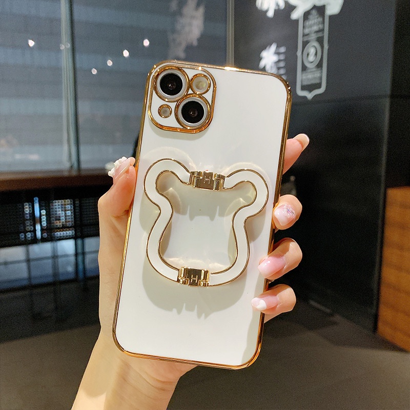Ốp Điện Thoại Có Giá Đỡ Kim Loại Hình Gấu Cho iPhone14 13pro 12 11pro Xsmax XR 7 / 8PLUS SE2020 6S