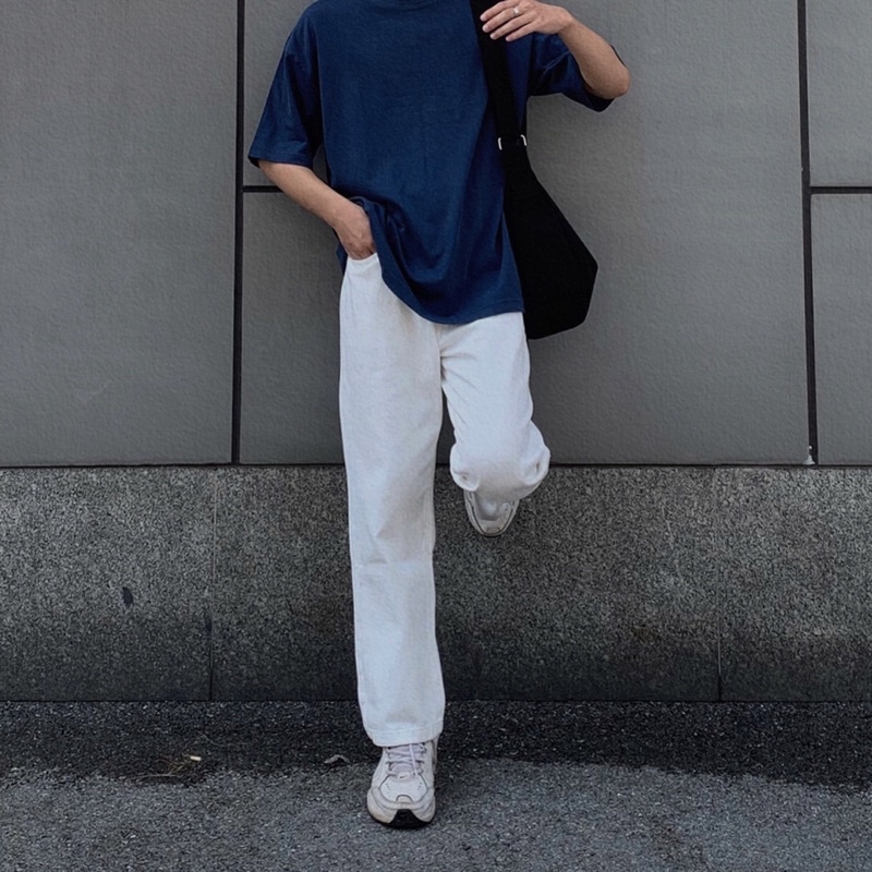 Quần Jeans Nam Ống Suông Trắng SB.3123