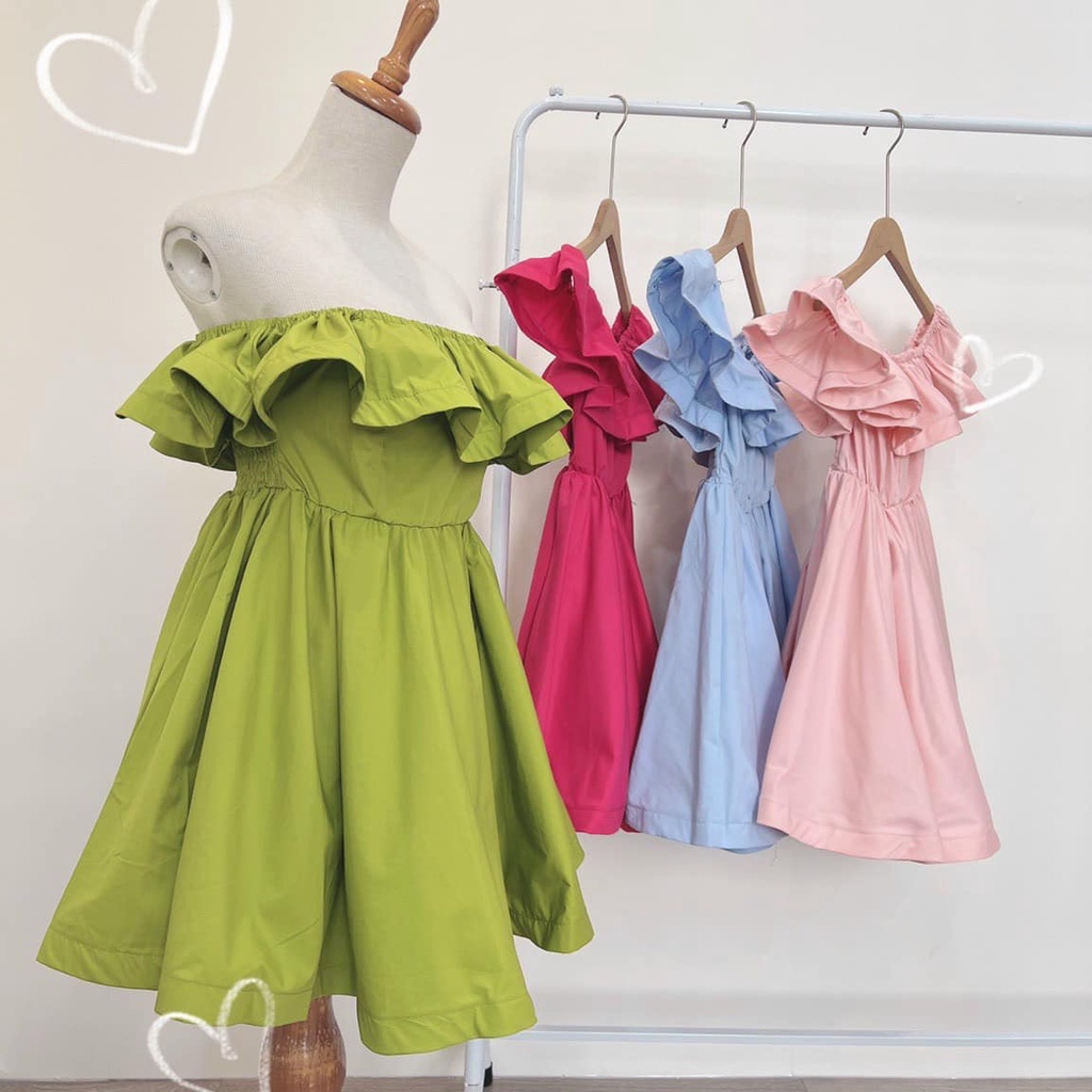 Đầm xoè bẹt vai bèo 4 màu hạ trễ hở sexy lưng ulzzang