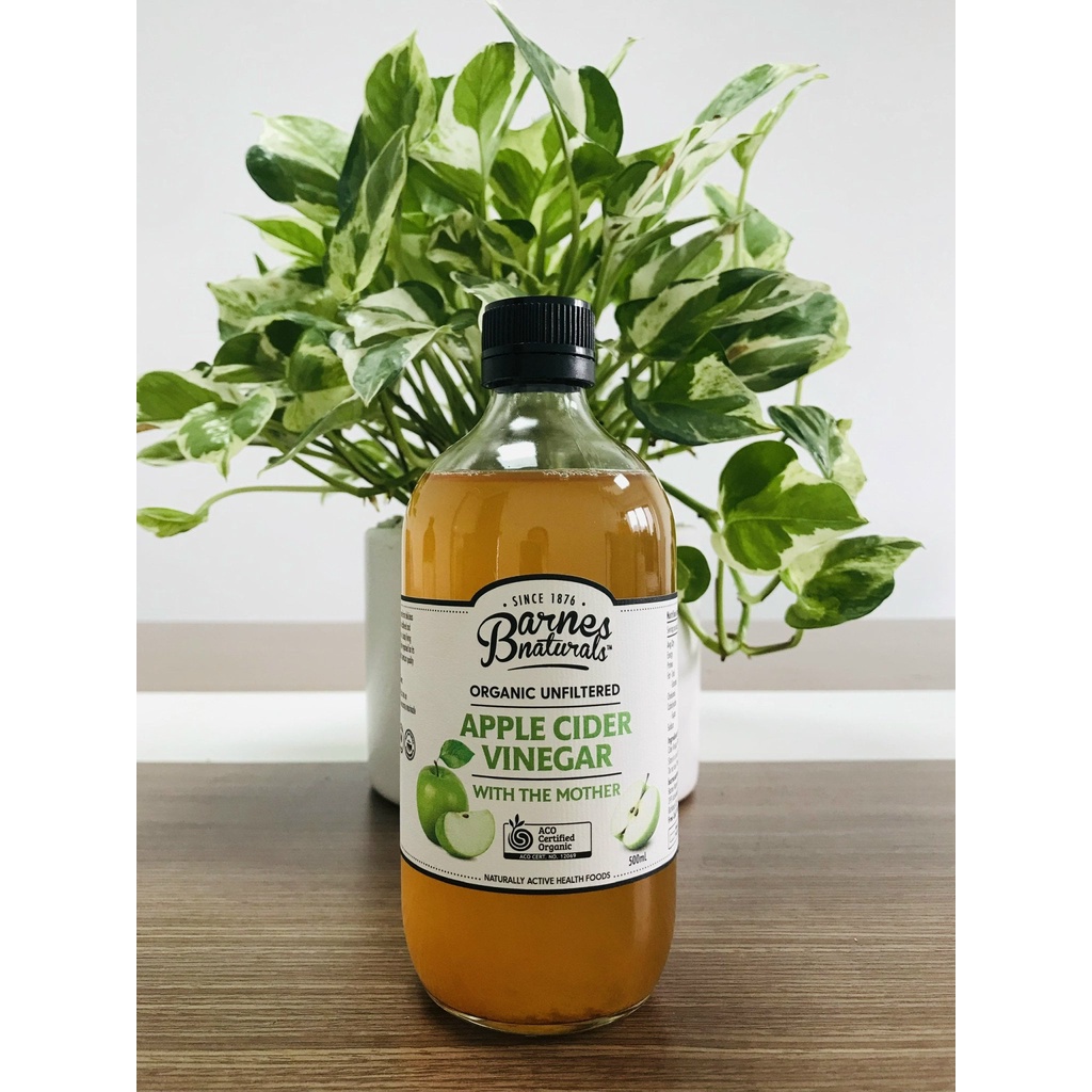 Giấm táo hữu cơ Barnes Naturals 500ml (có giấm cái) Organic Apple Cider Vinegar (with mother)