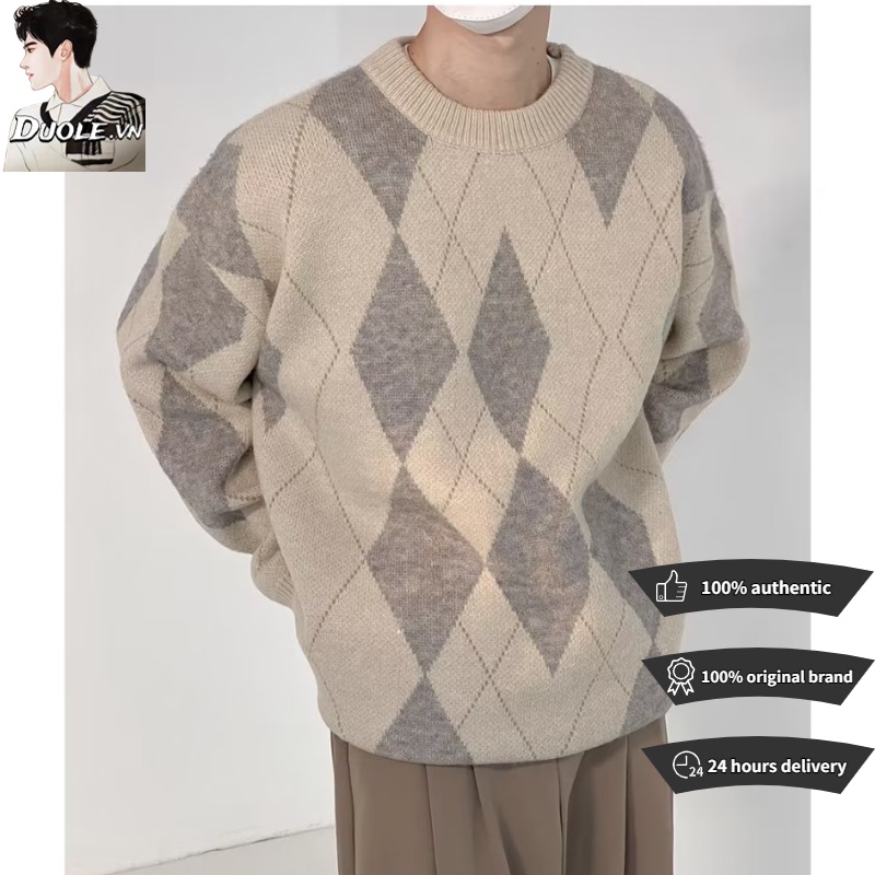 【2 Màu】Áo sweater nam Hàn Quốc from rộng simple unisex áo dài tay áo dài tay vòng cổ chất lượng cao bông hàng trăm hai màu bất thường cảm giác thiết kế