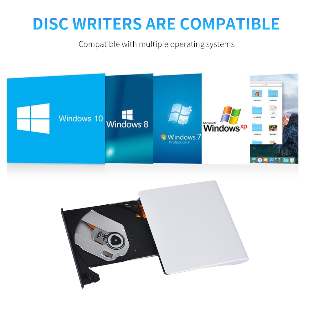 Ổ đĩa CD bên ngoài mỏng Ổ đĩa USB 3.0 Đầu ghi đĩa Trình ghi cho máy tính xách tay PC Mac Đọc đĩa và ghi đĩa