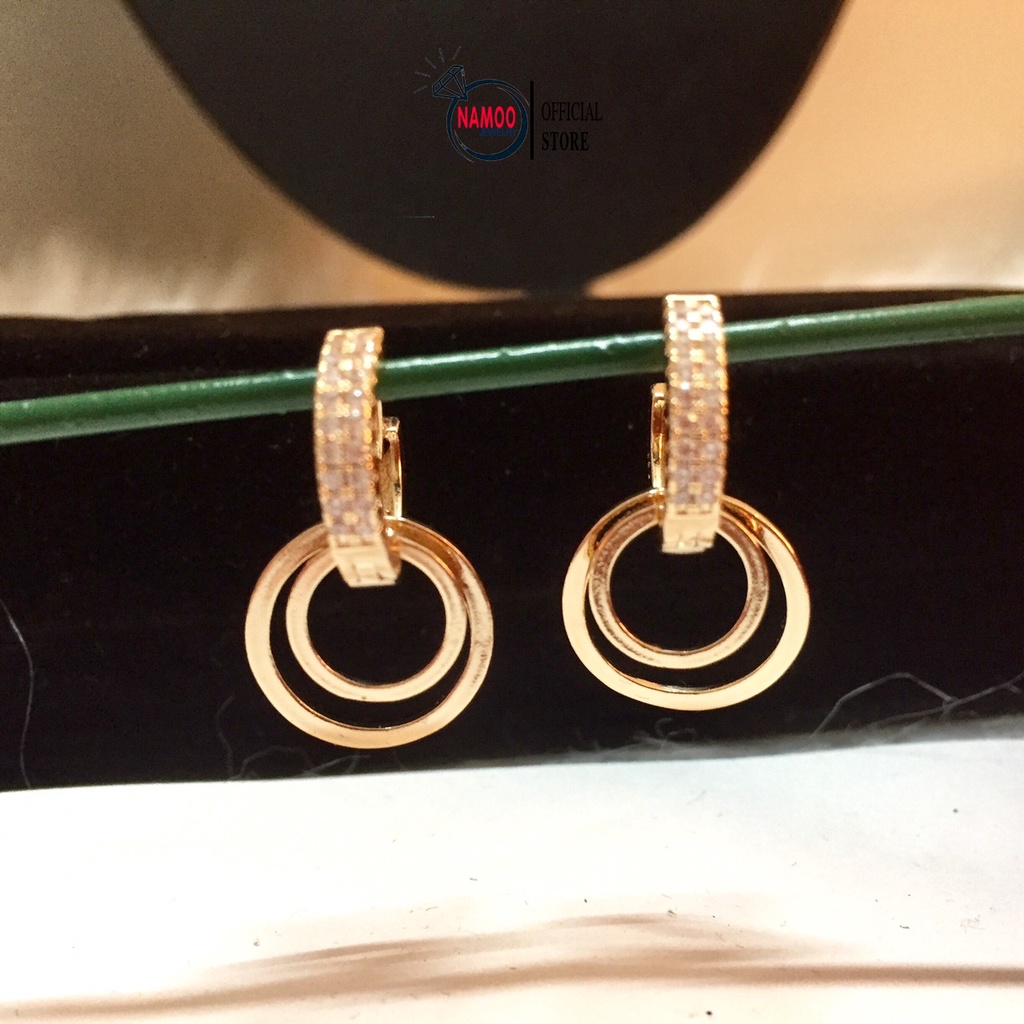 Khuyên Tai Nữ, khuyên Tròn Sát Tai Đính Đá T169 Namoo Jewelry