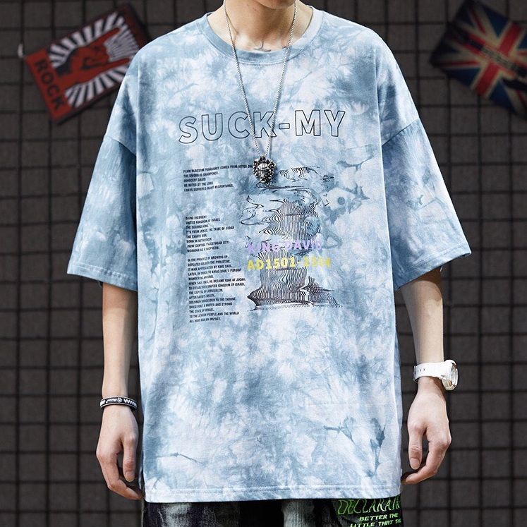 ÁO THUN NAM NỮ MÀU LOANG XANH NGỌC FORM RỘNG UNISEX LOANG 3D DAVID | BigBuy360 - bigbuy360.vn