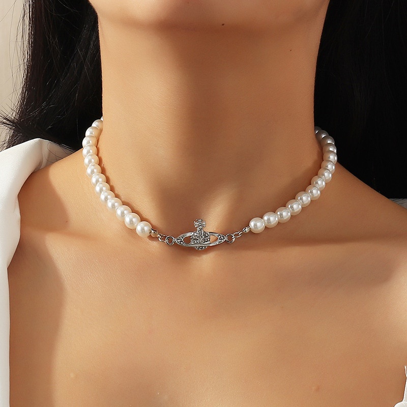 Vòng cổ choker đính ngọc trai nhân tạo thời trang 2022