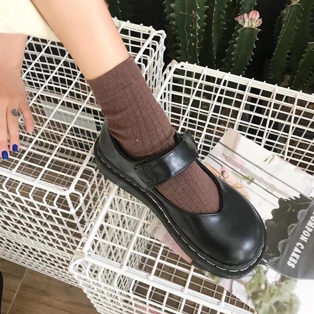 Giày ulzzang mũi tròn quai dán hàng quảng châu | BigBuy360 - bigbuy360.vn
