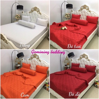 Bộ ga thun 5 món, drap thun hàn gồm 1 ga, 2 vỏ nằm, 1 vỏ ôm, 1 chăn/mền