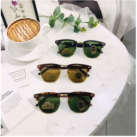 Mắt Kính Rayban Clubmaster Gọng Vàng Chống Tia Uv