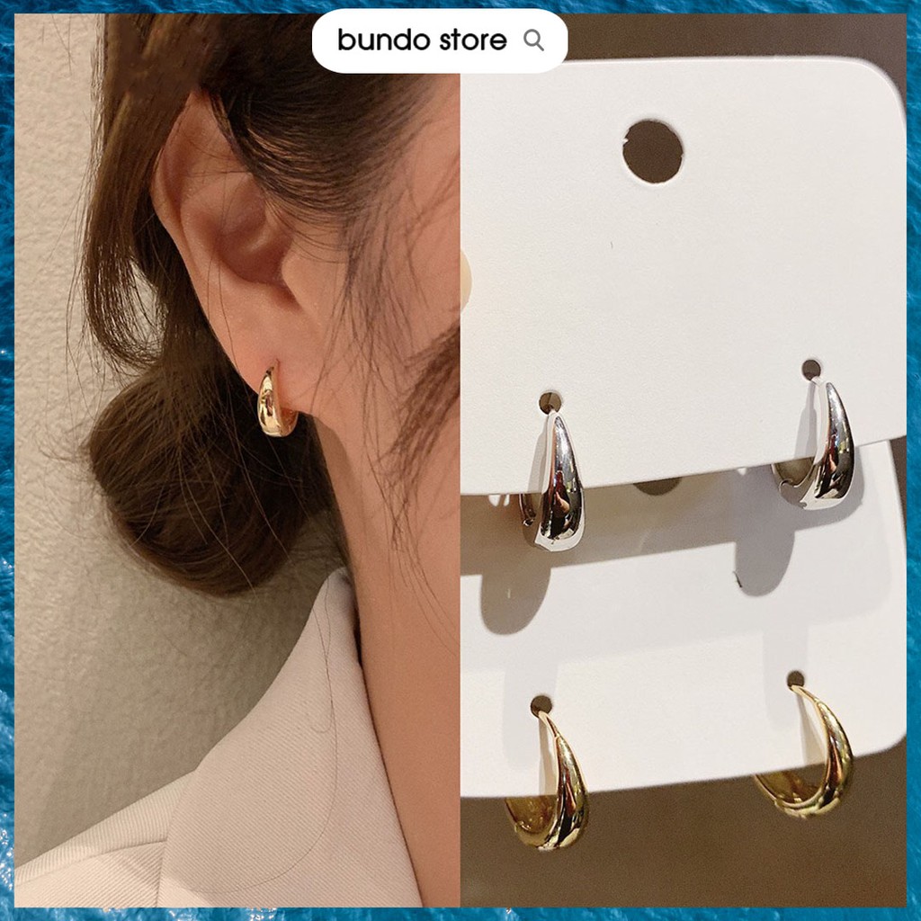 Khuyên tai ôm tai hình giọt nước tròn nhỏ mini phong cách Hàn Quốc cá tính BT06