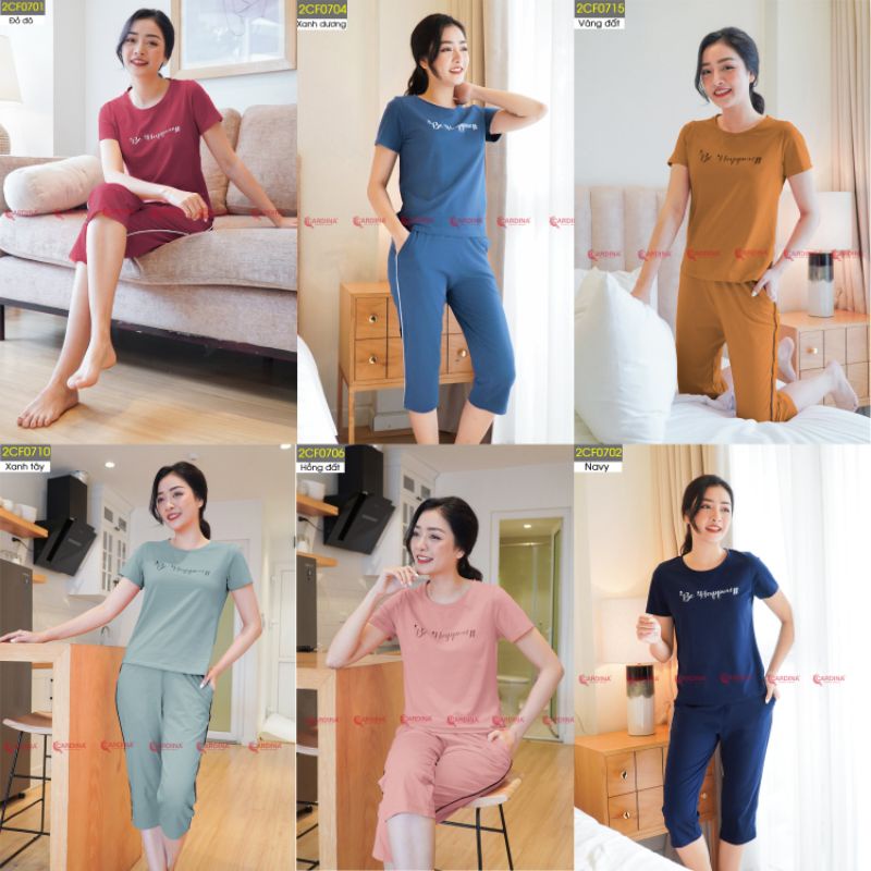 Bộ Đồ Mặc Nhà CARDINA Chất Cotton Cao Cấp Áo Cộc Tay Quần Lửng Kiểu Dáng Trẻ Trung Năng Động