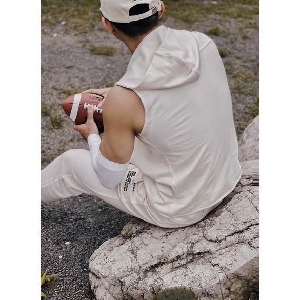 ⚡️BỘ HOODIE ZIP CUTOFF  | Trắng đá phiến