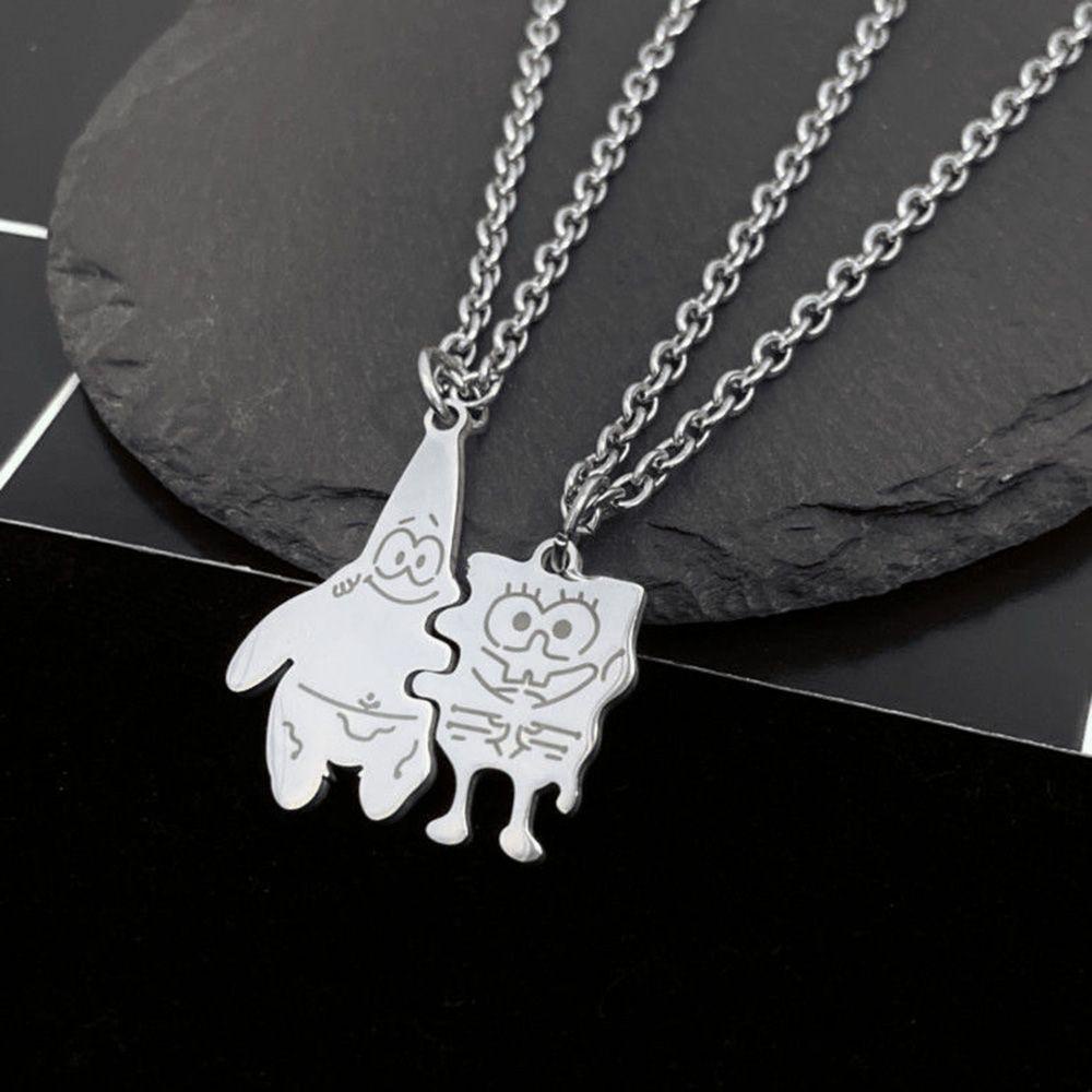 1 Vòng cổ Mặt Bọt Biển In Chữ Best Friend Patrick Dễ Thương Cho Cặp Đôi