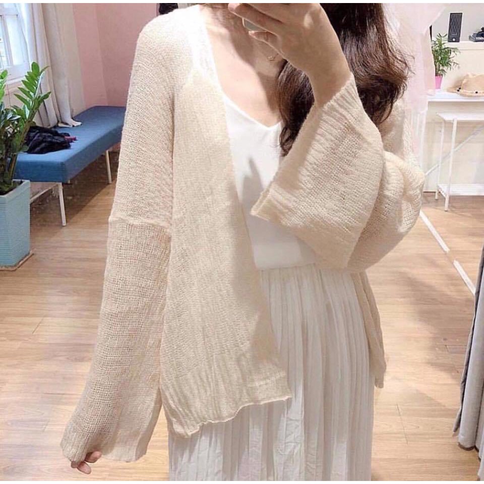 (hàng sẵn + ảnh thật) Áo khoác Cardigan len lưới mỏng nhẹ nhàng ANN48 - 4 màu