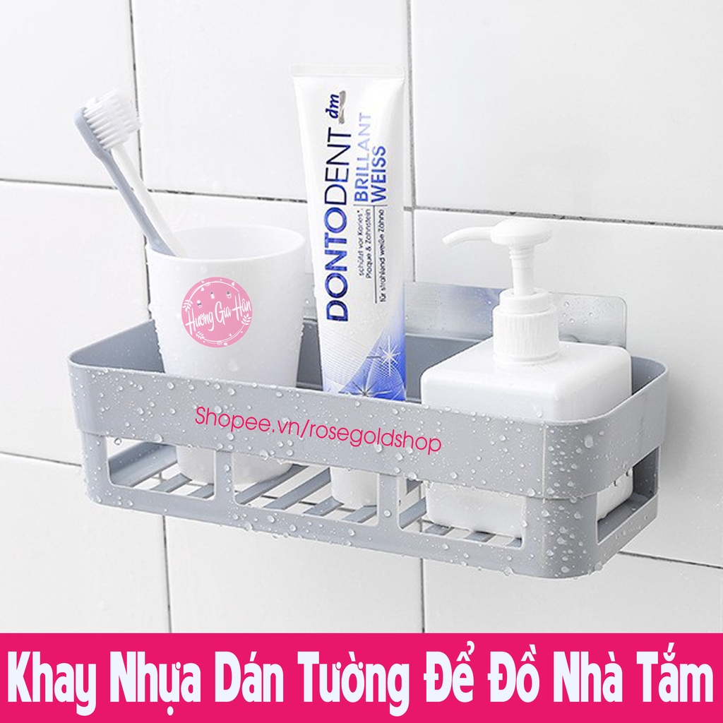 Khay Kệ Nhựa Chữ Nhật 26x12x9,5cm Dán Tường Để Đồ Nhà Tắm - Dán Bao Chắc - Tiện Lợi, Sang Trọng, Không Khoan Tường