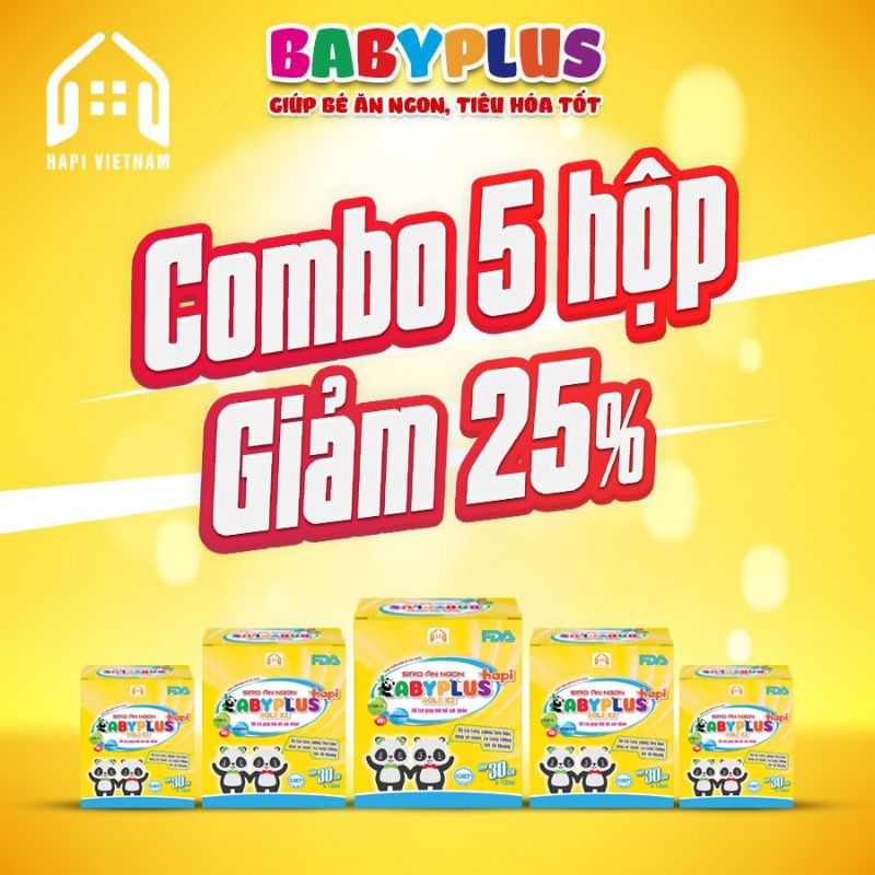 BABYPLUS Giá Sỉ 5 Hộp Siro Ăn Ngon Baby Plus, Giúp Bé Ăn Ngon, Ngủ Ngon, Tăng Cân, Tăng Đề Kháng