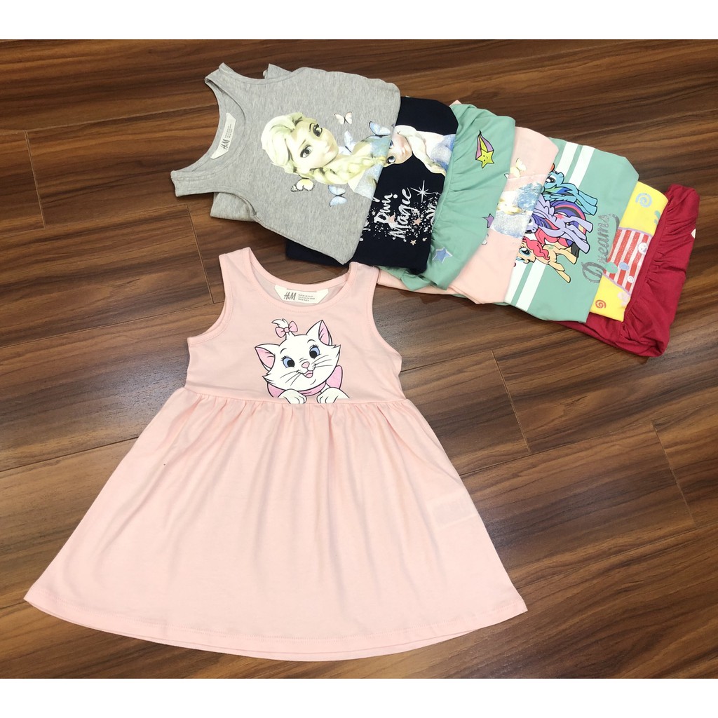 Váy HM cho bé gái⚡HOT- HOT- HOT⚡chất cotton, hình Elsa, Pony, Mickey cực xinh