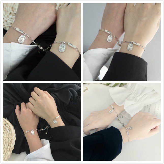 Vòng tay đôi nam châm bằng kìm loại cho bạn thân nam và nữ