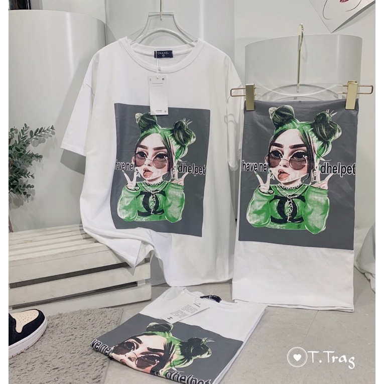 Áo phông in hình cô gái mũ xanh form to thụng dấu quần AP7132 - NhiNhi Shop | BigBuy360 - bigbuy360.vn