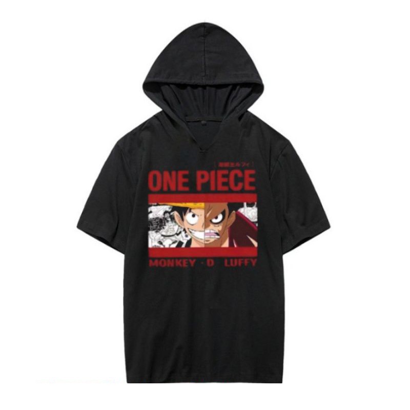 Áo Hoodie Tay Lửng One Piece - Đảo Hải Tặc, Áo Thun Monkey D.Luffy chất đẹp L1