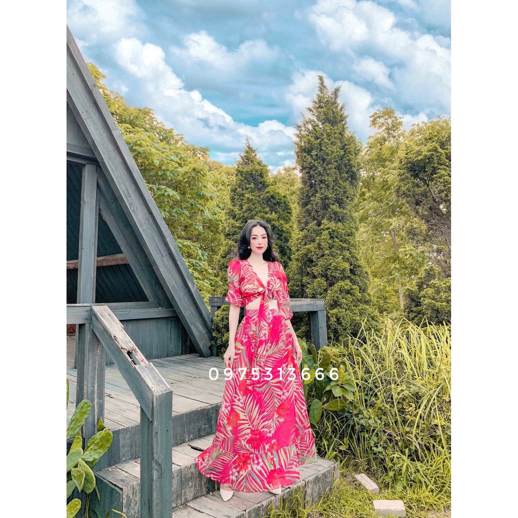 Set 2 Món Đi Biển, Đầm Maxi Đi Biển V97 Chất Voan Mềm Mát, Họa Tiết Hoa Rực Rỡ, Siêu Phẩm Cho Cô Nàng Sống Ảo. | BigBuy360 - bigbuy360.vn