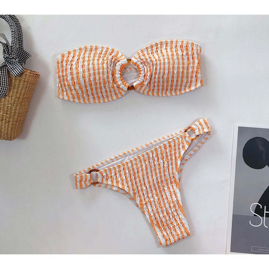 Bộ Đồ Tắm Hai Mảnh Hở Vai Họa Tiết Da Báo/Kẻ Sọc F140 | BigBuy360 - bigbuy360.vn