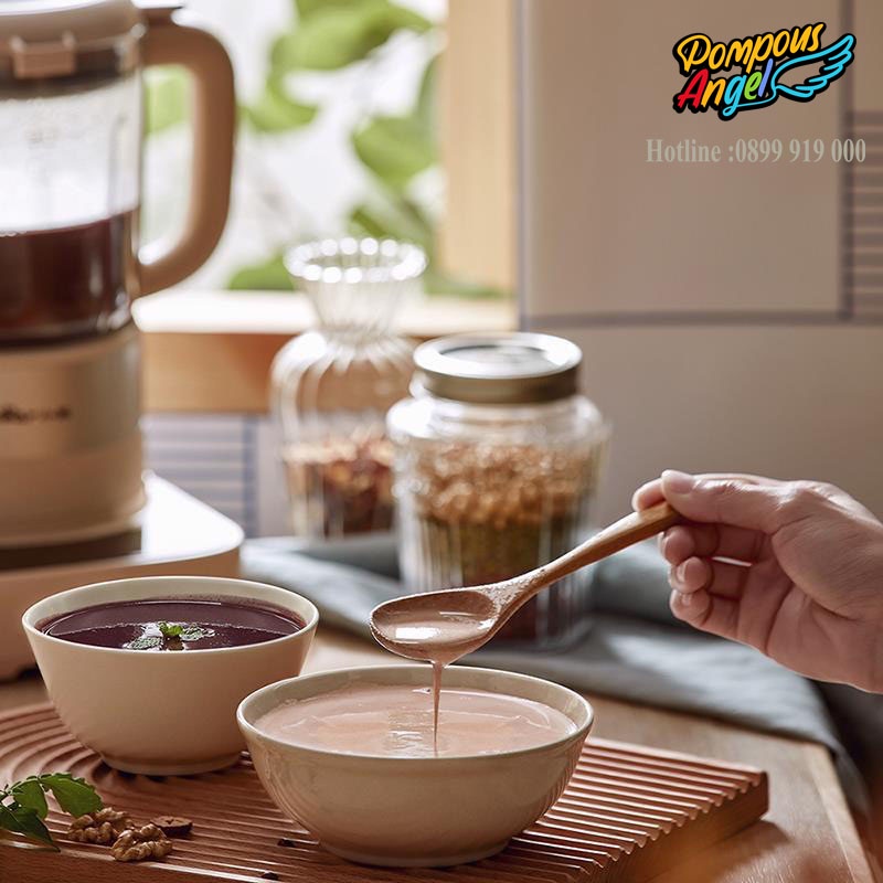 Máy xay nấu làm sữa hạt , sinh tố đa năng BEAR màu kem, dung tích 1L cao cấp bảo hành 12 tháng