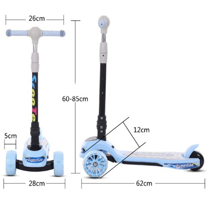 xe trượt scooter trẻ em - xe scooter trẻ em 3 bánh có đèn LED, phát nhạc