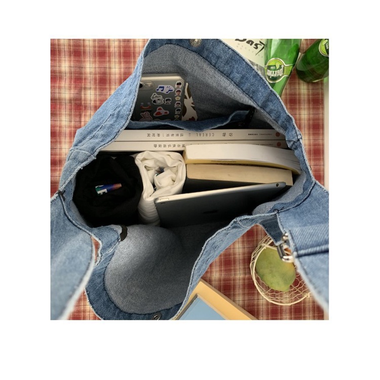Túi Đeo Chéo Một Bên Vai Sức Chứa Lớn Bằng Vải denim Phong Cách Harajuku Nhật Bản Cổ Điển Dành Cho Học Sinh